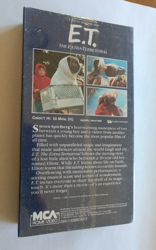 E.T. 1982 RARE NO GREEN VHS MCA Watermark NOS Factory Sealed Original 1st ET VTG - Image 2 of 4