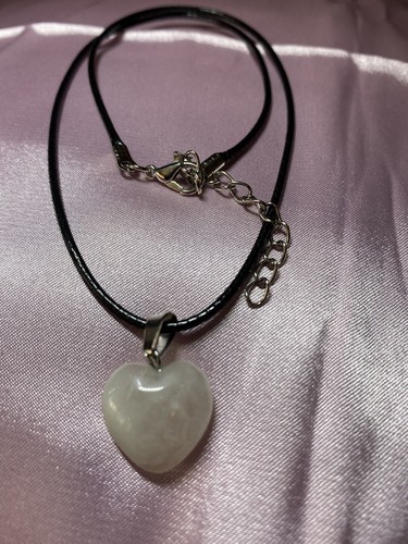 Pretty Rose Quartz Heart Pendant On Waxed Cord Necklace. Handmade - Picture 3 of 4