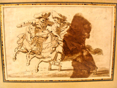 Antique 1787 Jean-Batiste Tierce French Bandits Ink Drawing