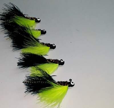 10ct 1/16th Oz Marabou Jigs RED/PINK WHITE Crappie Panfish