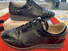Ecco HydraMax Patent Golf Shoes Women Size 37 Black Lace Up Spikeless