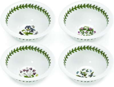 Botanic Garden 4.25'' Mini Bowl (Set of 4) - Floral-Inspired Porcelain, Scratch-R