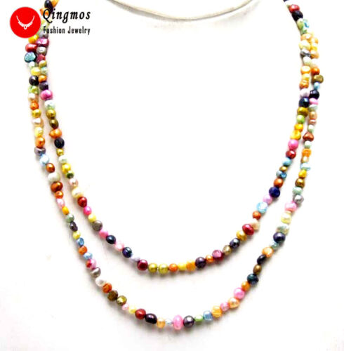 4-5mm Multicolor Baroque Natural Pearl Necklace for Woman Long Necklace 40''   - Photo 1 sur 9