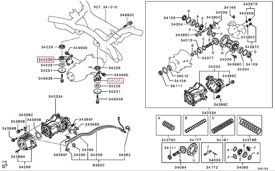 Mitsubishi OEM Rear differential bracket Left & Right Set 3517A073 3517A074 - Image 3 of 4