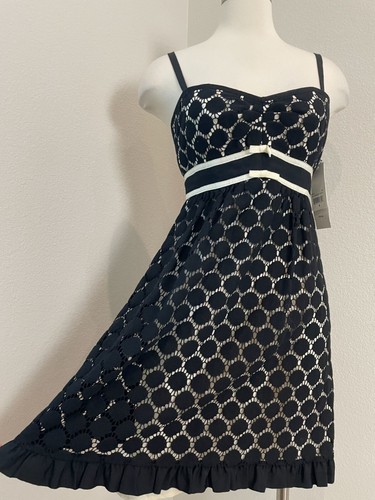NEW $375 Nanette Lepore Womens 4 Day Dreamin Dress Black White Babydoll - 第 2/13 張圖片