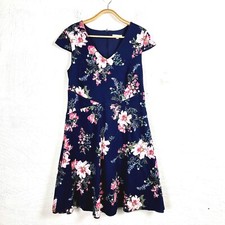 TARGET Womens Dress Size 14 Navy Blue Pink Floral Cap Sleeve A-line Ladies 