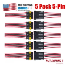 5 Sets 5-Pin Way Car Waterproof Male Female Electrical 18AWG Wire Connector Plug