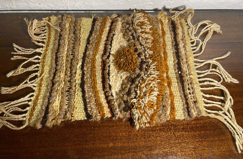 Webgarn Boho Wandbehang Riegel Haken Makramee Weben Kunst Bohemian Textil Vintage - Bild 3 von 11