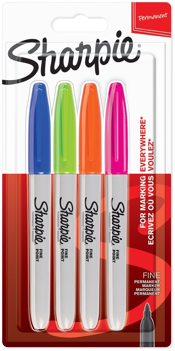 Genuine Sharpie Fine Tip Marker Pens - Assorted Pastel Colours (Pack of 4)