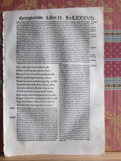 1507-POST-INCUNABLE SHEET.ENEIDA BUCOLIC GEÓRGICAS.PUBLIO VIRGILIO.ORIGINAL-86
