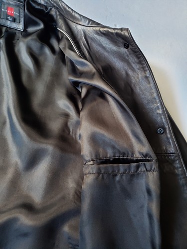 Gallery Genuine Leather Mid Length Black Jacket Trench Coat Size L - Picture 16 of 18