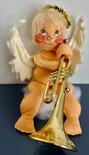 Cute Vtg Annalee Angel On Cloud w Trumpet Trumpet Player Gift Music Lovers 1981