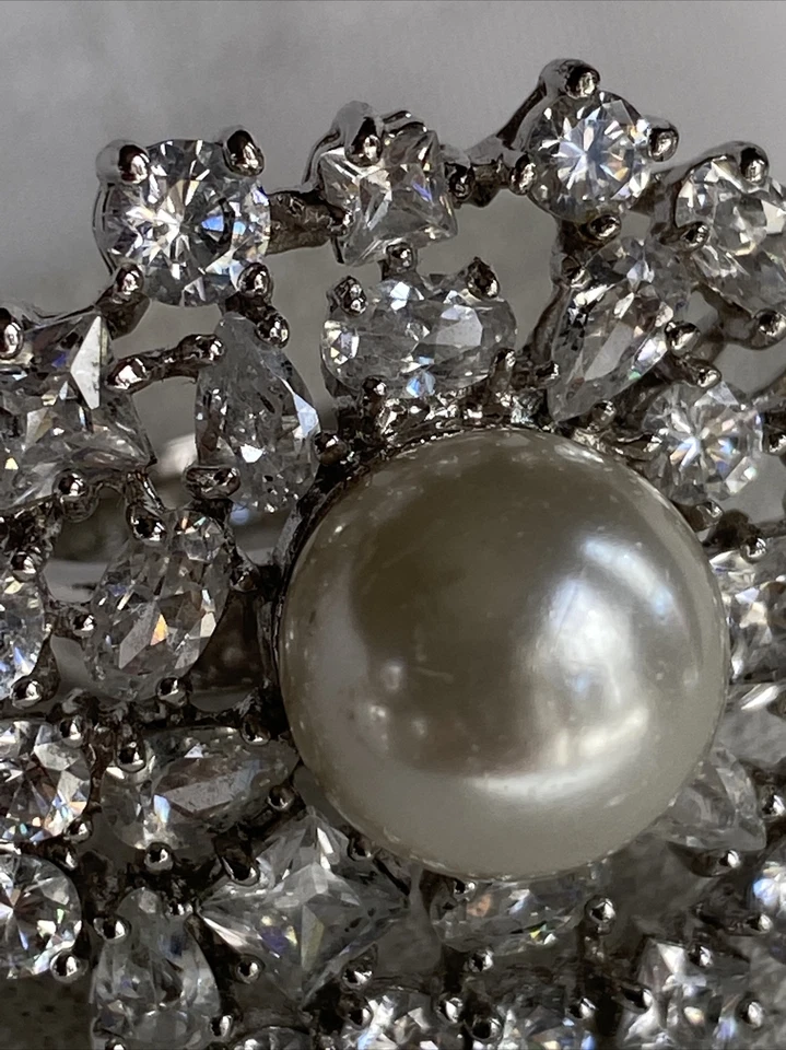 Кольцо Park Lane Spoil Me размер 8 серебристое стекло жемчуг фианиты кластер б/у в отличном состоянии распродано! - Изображение 3 из 4