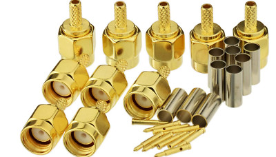 Eightwood 10Pcs SMA Male Crimp RF Connector for RG316 RG174 Cable Lot of 29 Pack