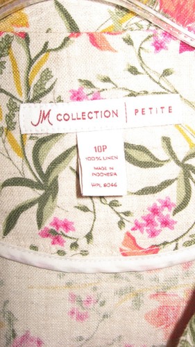 JM COLLECTION 100% Linen Blazer Floral Print Jacket - Size 10P Beautiful Soft - Picture 3 of 8