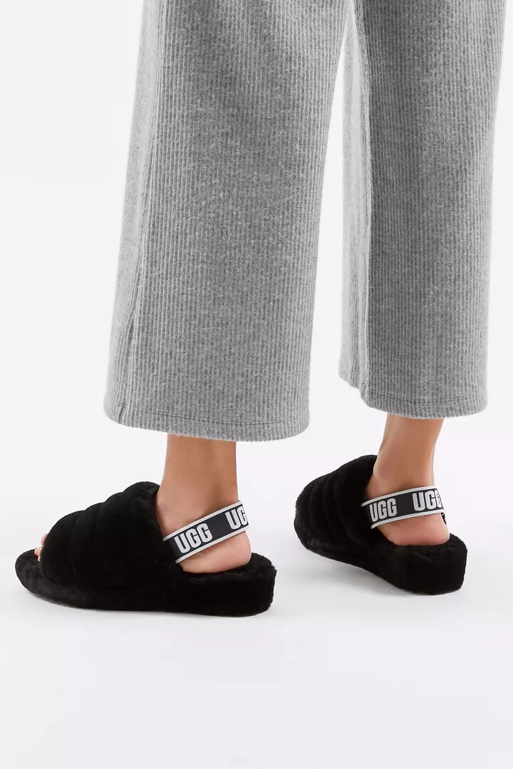 UGG Fluff Yeah Slide Sandals Black 