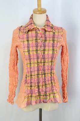 Authentic ISSEY MIYAKE me Orange Cauliflower Crinkle Pleats Jacket