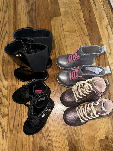 Toddler Girls Lot Of 4 Boots Sz 6 Carter Glitter Black Tall Lace Up Short NWOT - Picture 10 of 10