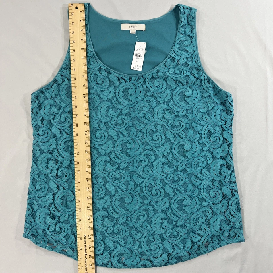 Camiseta sin mangas Ann Taylor LOFT para mujer talla XLarge XL encaje turquesa Foto 4 de 4