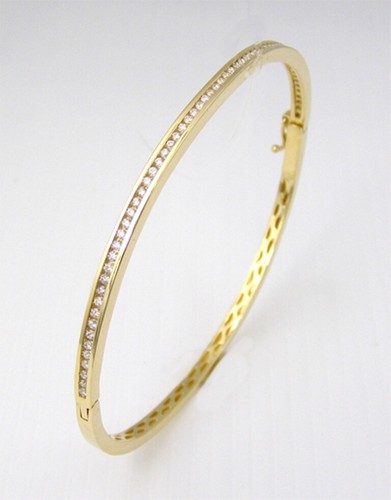 14k Yellow Gold Diamond Line Tennis Bangle Bracelet Tcw 0.50ct H/SI Gift For Her - Picture 5 of 7