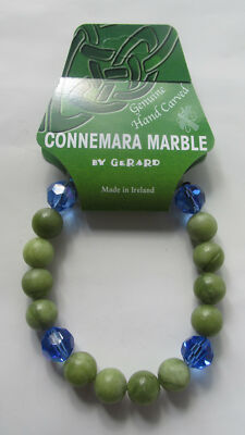 Connemara Marble Celtic Stretch Bracelet With Genuine Swarovski Crystal B