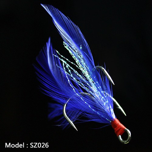 20 Stück Angelhaken Drillinge mit Feder für Elritze Fliegenfischen Köder Crankbaits - Bild 26 von 32