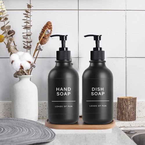 Dispenser sapone 500 ml 12 etichette lozione gel flacone shampoo contenitore vassoio - Foto 15 di 18