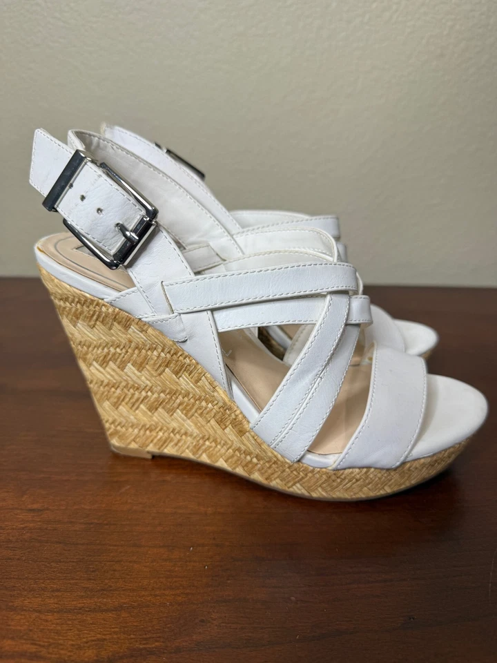 Jessica Simpson JS Julita 粉白色 Espadrille 厚底楔形凉鞋 尺寸 6.5 — 第 3/4 张图片