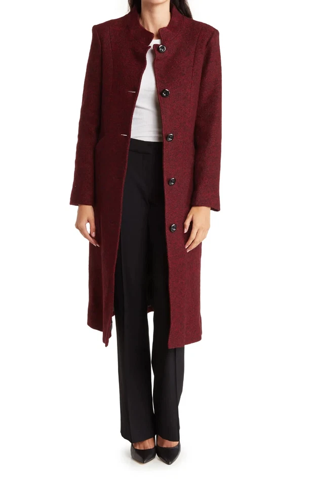 Maxi Abrigo New Jones New York Un Pecho TALLA 4 Arándano/100% AUTÉNTICO