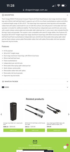 E-Image EK610 Professional Compact Tripod with Fluid Head (65mm) - Picture 4 of 4