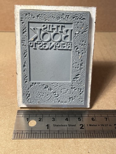 Vintage Rubber Stamp This Book Belongs to - Illuminated book plate stamp - Picture 3 of 9