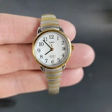Timex Indiglo WR 30M Silver Tone Quartz Analog Women's Watch Sz. 6" not working