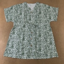 ZXZY Women's Size Large Green Floral Button Through Drawstring Waist Dress New