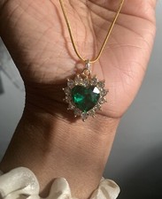 Women 14k Gold Plated chain Love Heart Pendant Necklace Length 9  