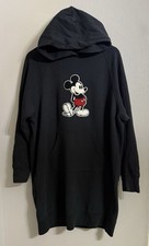 Uniqlo Disney Mickey Mouse Long Hoodie Sweatshirt Dress Black Women’s Size L
