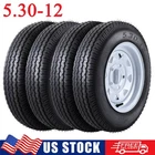 4 PCS 5.30-12 Trailer Tires with 12'' Rims 530-12 5.30x12 5 Lug Load Range C 6PR