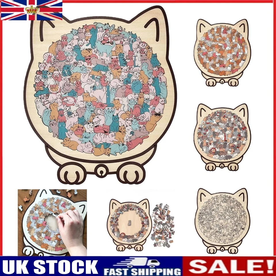 135-Piece Morandi-Colored Cat Shaped Wooden Jigsaw Puzzle, Cats Shaped Puzzles - Image 2 of 4