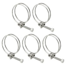 5 Pcs 63-70 mm 201 Stainless Steel Double Wire Hose Clips with M8 Screw