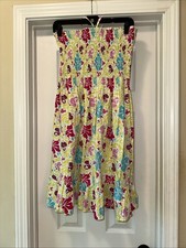 Disney World Resort Dress Smocked Floral Hawaiian One Size Womens Multicolor