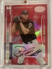 Brandon Webb Leaf Mirror Red Autographed 2003 Rookie Card.  086 of 100.. rookie card picture