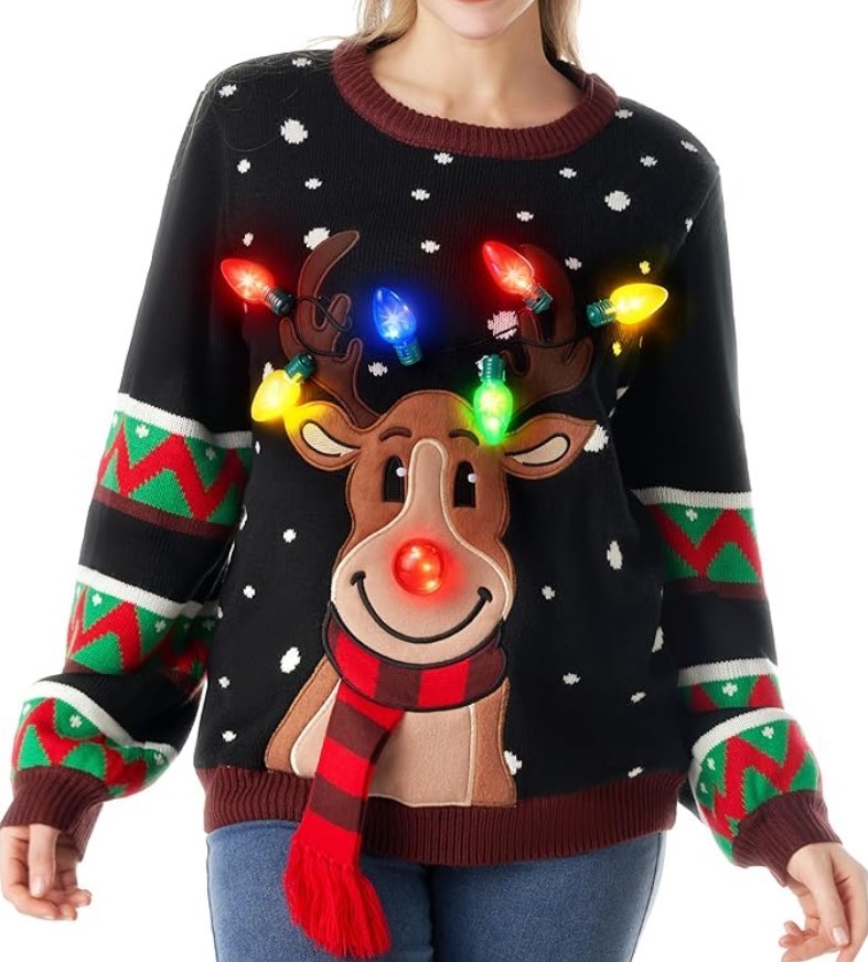Couples & Family Light Up Christmas Sweater, Funny LED Ugly Xmas Jumper 2025