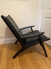 Kendari Quality Design Chair Black Leather and Teak Wood Chair with Stud Detail
