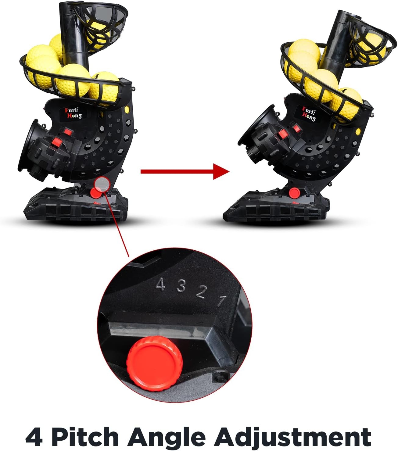 Upgraded Electronic Baseball Pitching Machine, Adjustable Angles & Speed, AC Ada