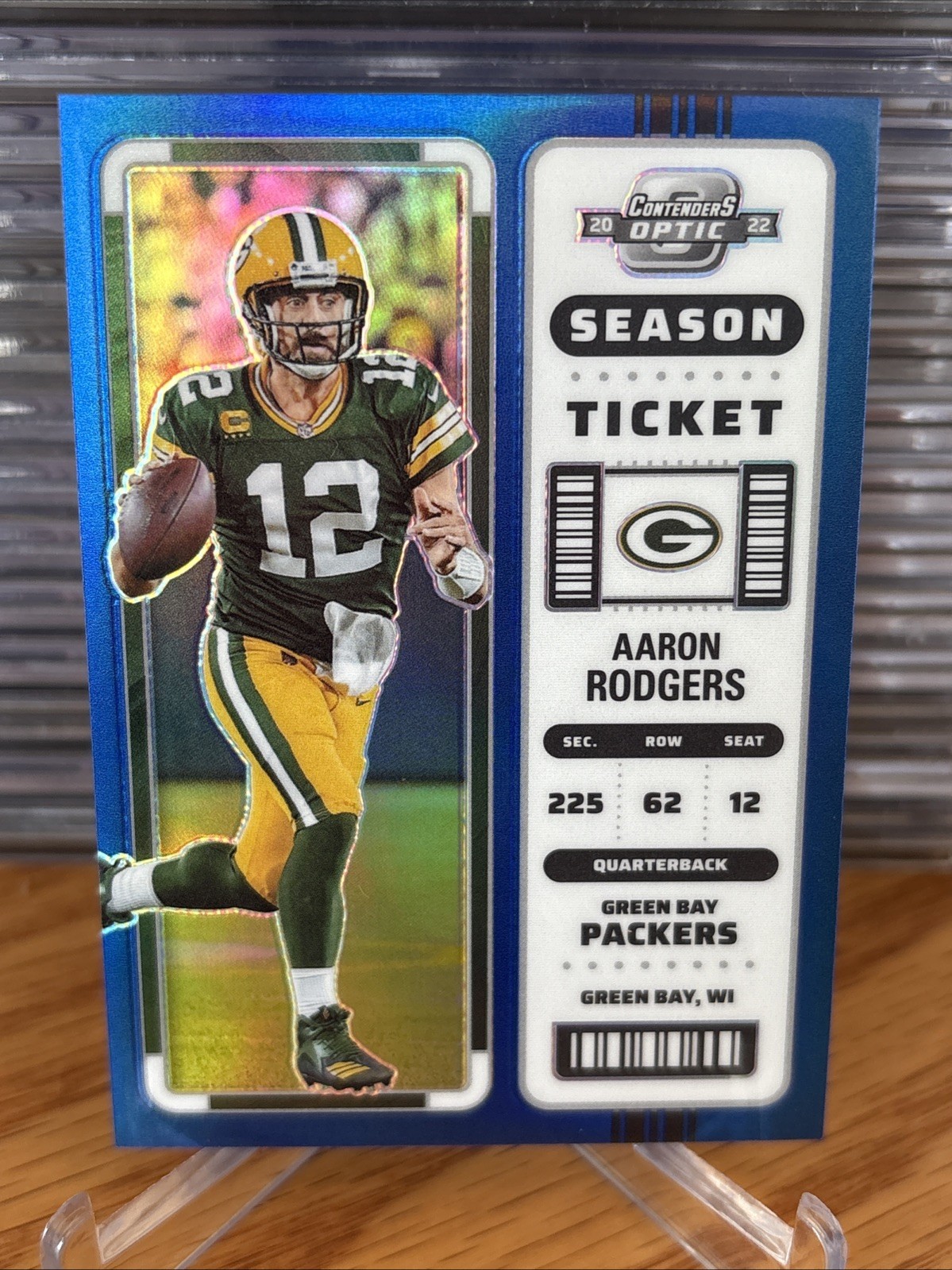 2022 Panini Contenders Optic - Season Ticket Aaron Rodgers #23 Blue Prizm /99