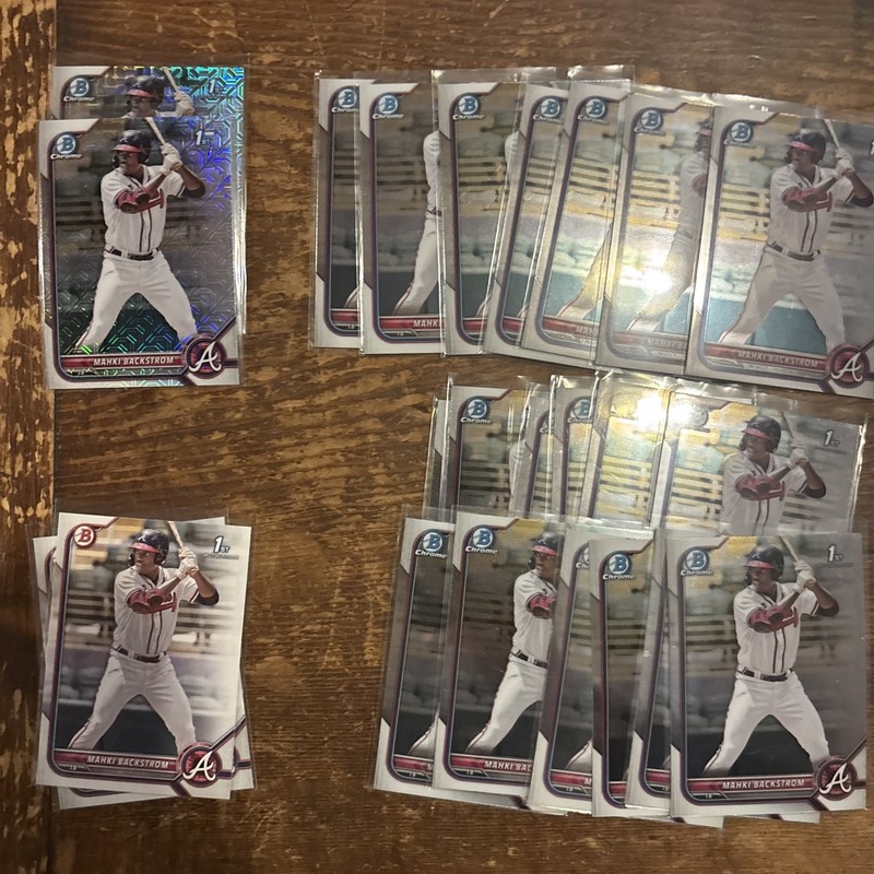 Manki Backstrom Boman 1st lot of 23  2022 Atlanta Braves 2 refractor 19 Chrome