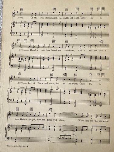 1928 THERE'S A RAINBOW 'ROUND MY SHOULDER Sheet Music by AL JOLSON Singing Fool - Picture 4 of 5
