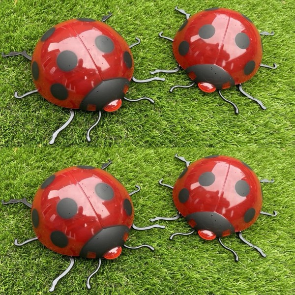 4 Ladybirds colgantes grandes de plástico para jardín
