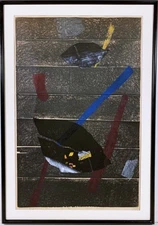 Rare HIDEO HAGIWARA Mid Century Modern JAPANESE WOODBLOCK PRINT Dead Leaves