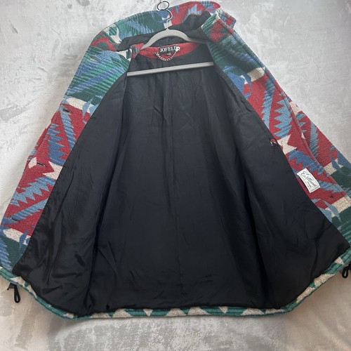 Cappotto vintage Jofeld donna grande stampa azteca Navajo coperta giacca lana sud-ovest USA - Foto 19 di 20