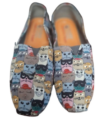 Skechers Bobs Shoes Womens 7.5 Colorful Cats Scratch Party Memory Foam